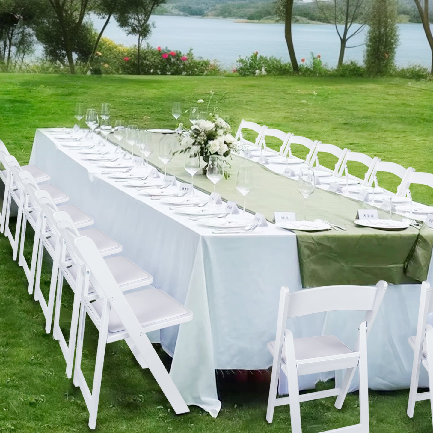 White 4 PCS Lightweight Resin Folding Chairs Unleash Comfort and Durability and Weight Capacity 800 lbs