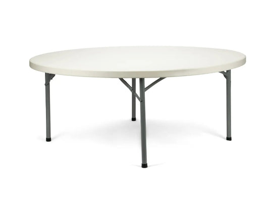 72" (6 ft) Round Heavy Duty Plastic Folding Table