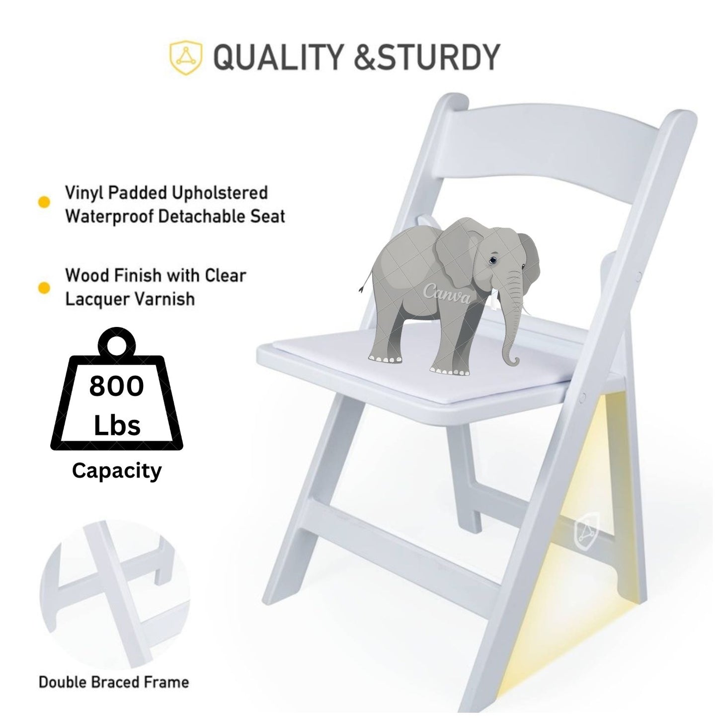 White 4 PCS Lightweight Resin Folding Chairs Unleash Comfort and Durability and Weight Capacity 800 lbs