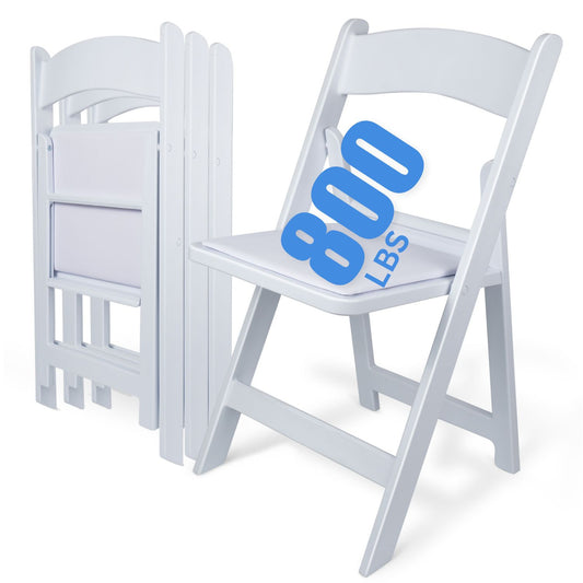White 4 PCS Lightweight Resin Folding Chairs Unleash Comfort and Durability and Weight Capacity 800 lbs